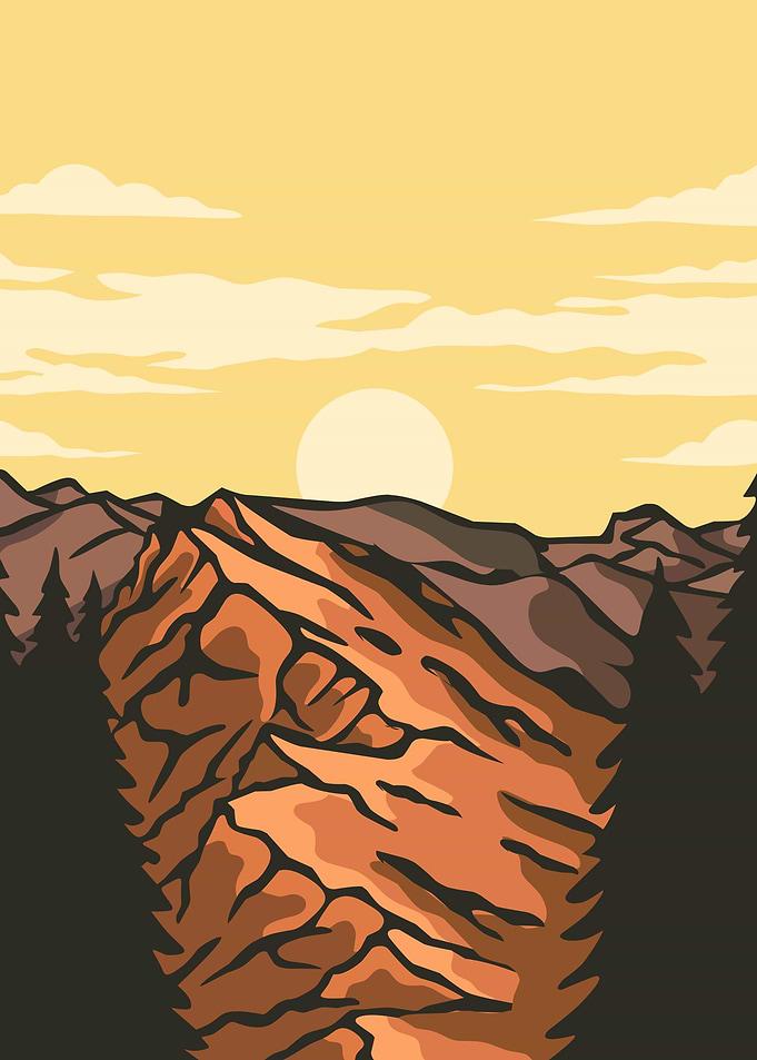 Vintage Sunset in Mountain
