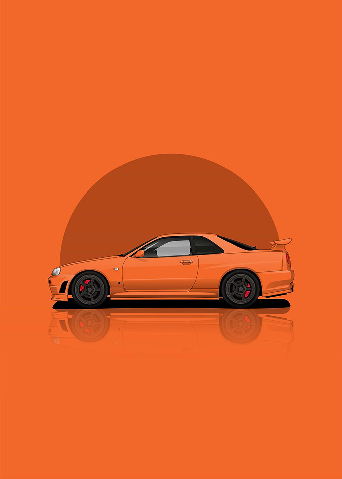 Nissan R34 GTR Orange