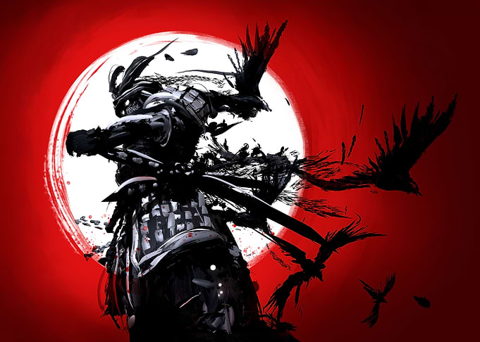 Japanese Samurai Ink Wash