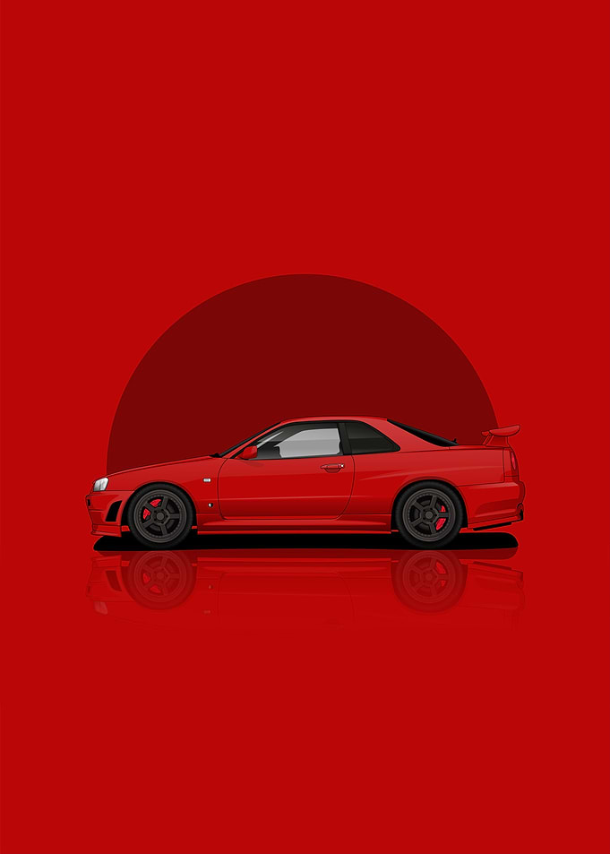 Nissan R34 GTR Orange