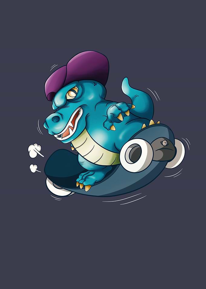 Skater TRex Fun Dinosaur