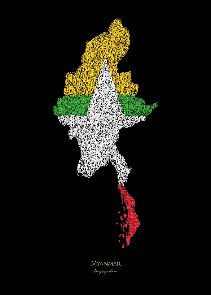 Myanmar Naypyidaw Flag Map