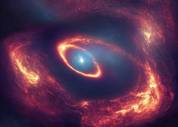 Collapsing star on fire