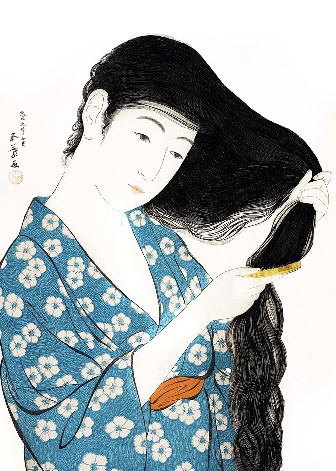 Woman Combing Her Hair