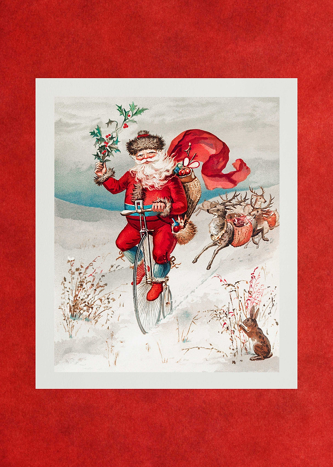 Santa on a Penny Farthing