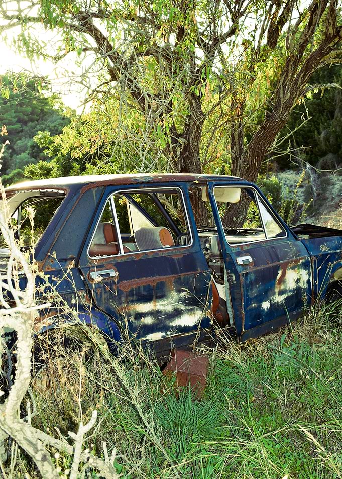 Old blue car
