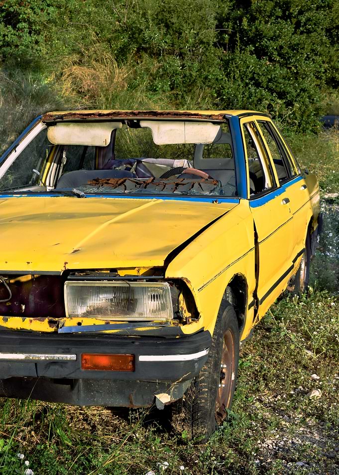 Old yellow car