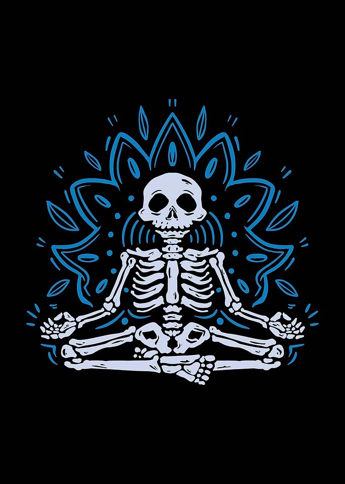meditating skeleton