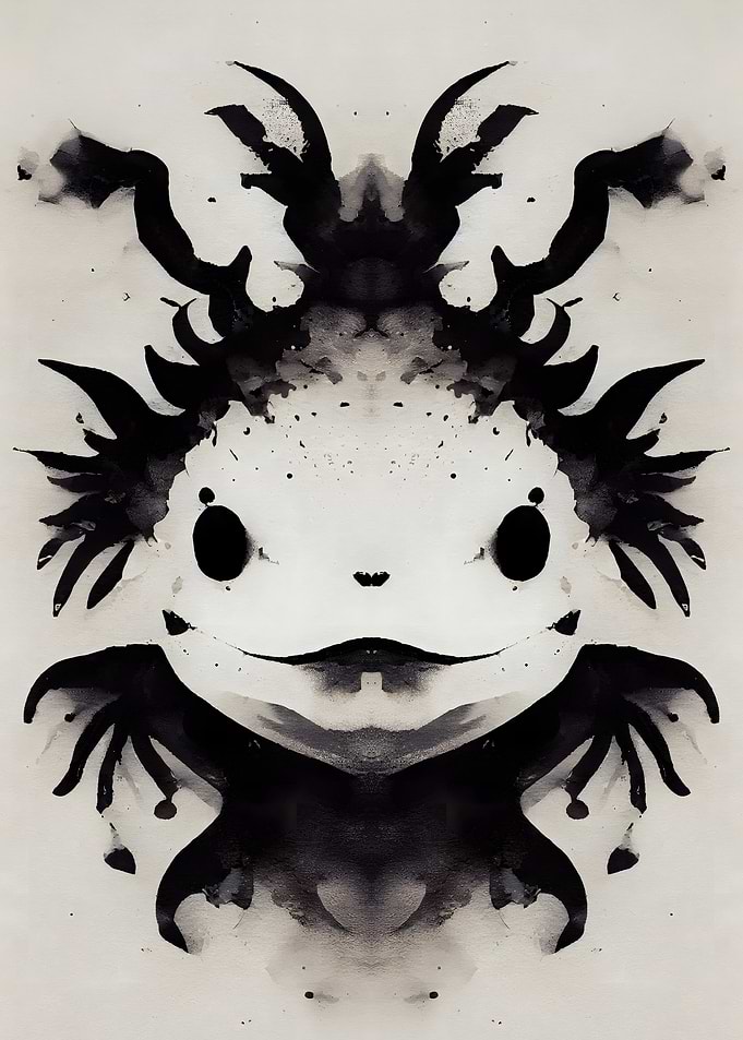 Axolotl Black Watercolor