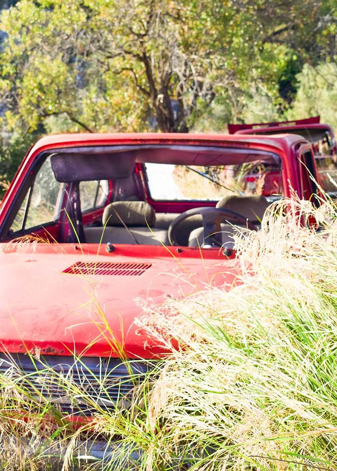 Red old car