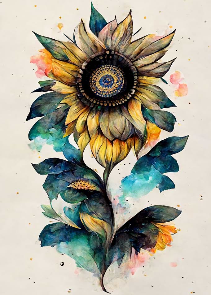 Detailed Sunflower Drawing
