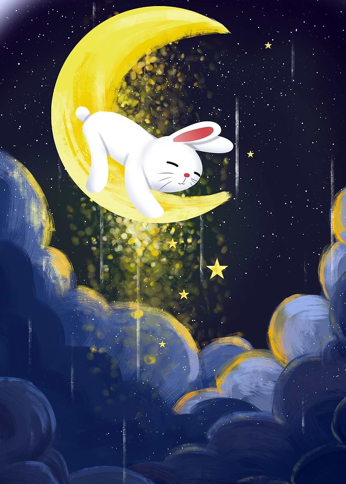 Sleeping Bunny at Moon