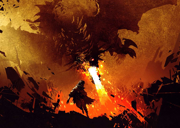 Dragon spits fire