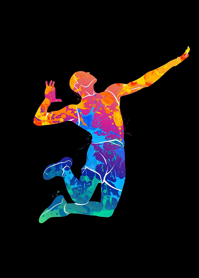 Volleyball player jumping