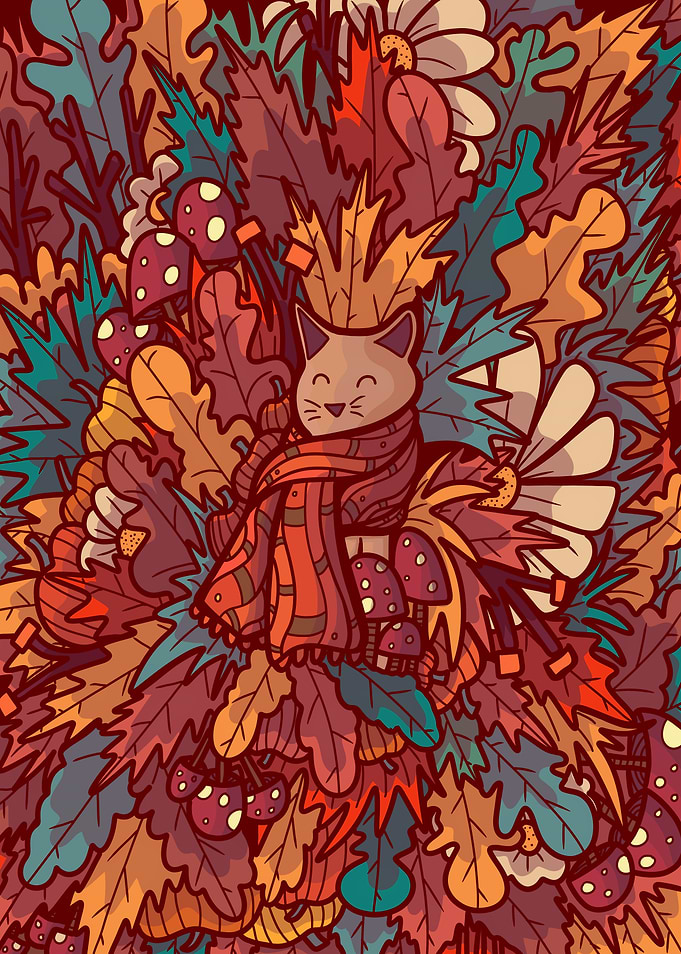 The cosy autumn cat