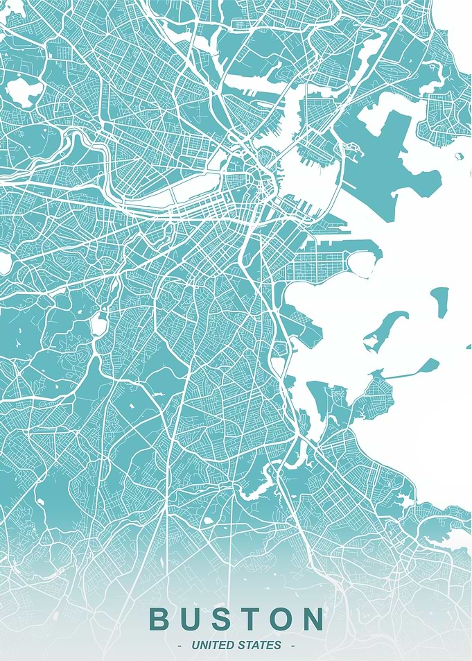 Boston City Map Beach