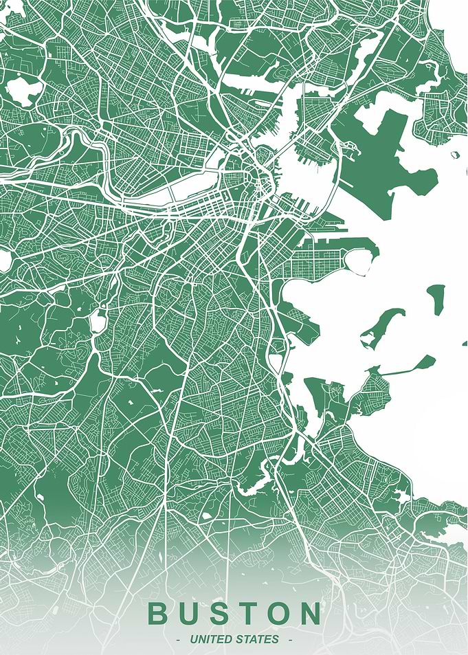 Boston City Map Leaf