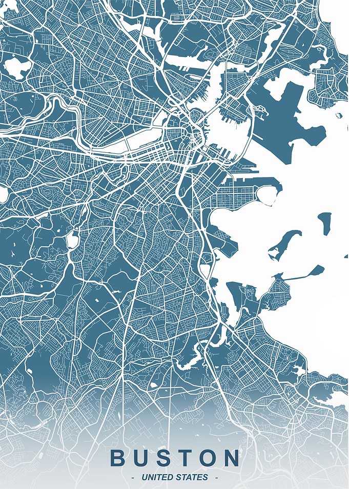 Boston City Map Slate