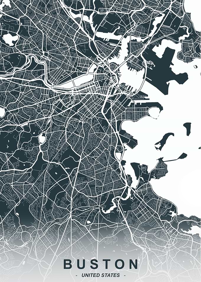 Boston City Map Dusk