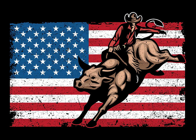 Bull Riding Western Cowboy