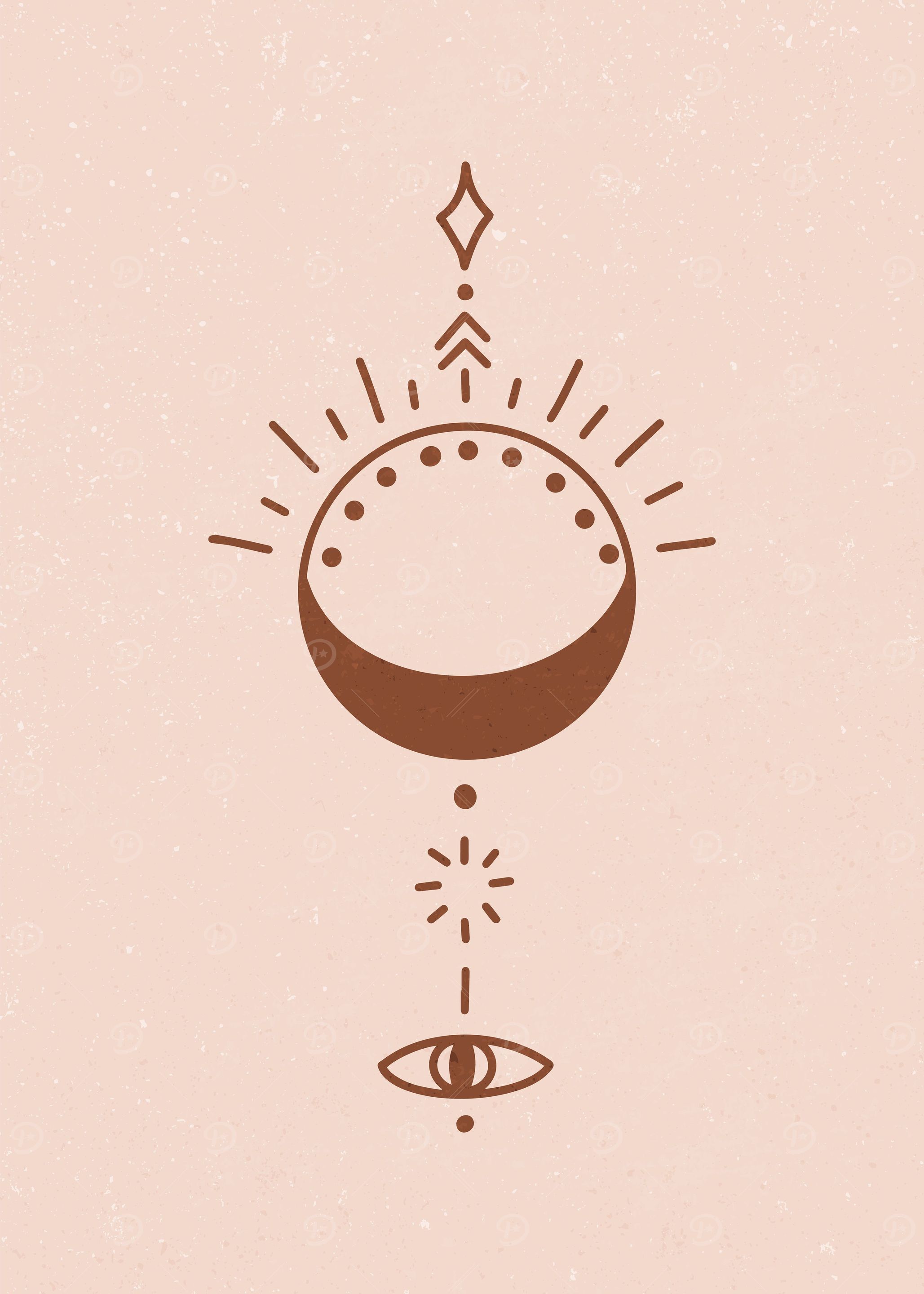 Boho Sun Moon Lines Eye