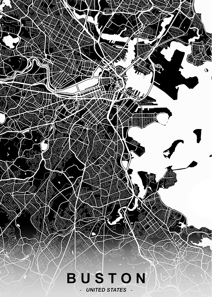 Boston City Map Noir