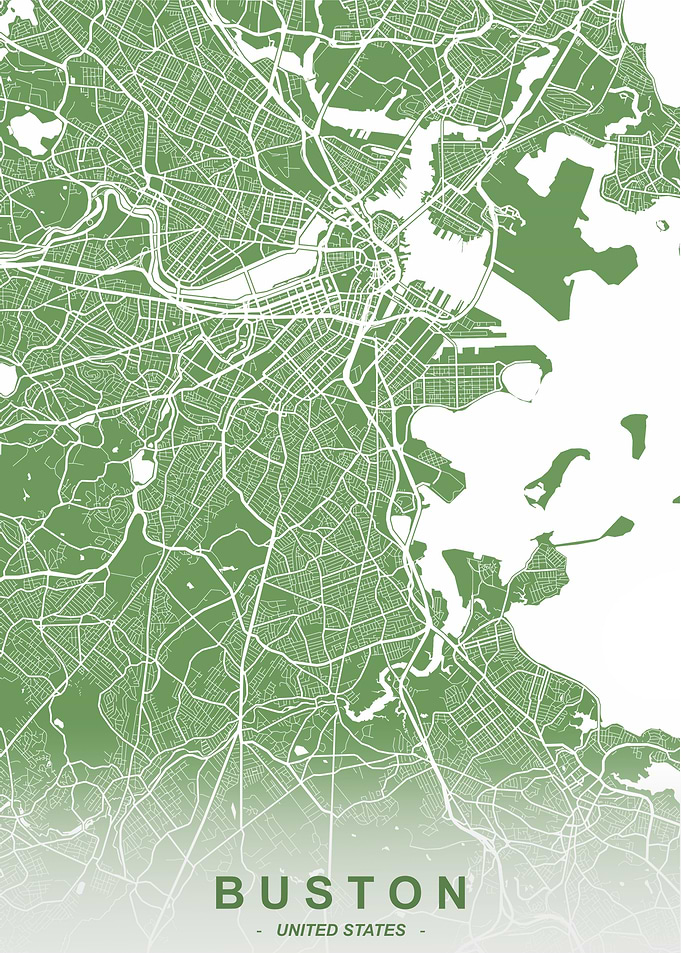 Boston City Map jade