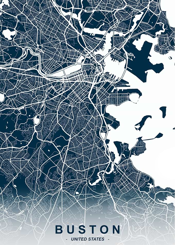 Boston City Map Navy