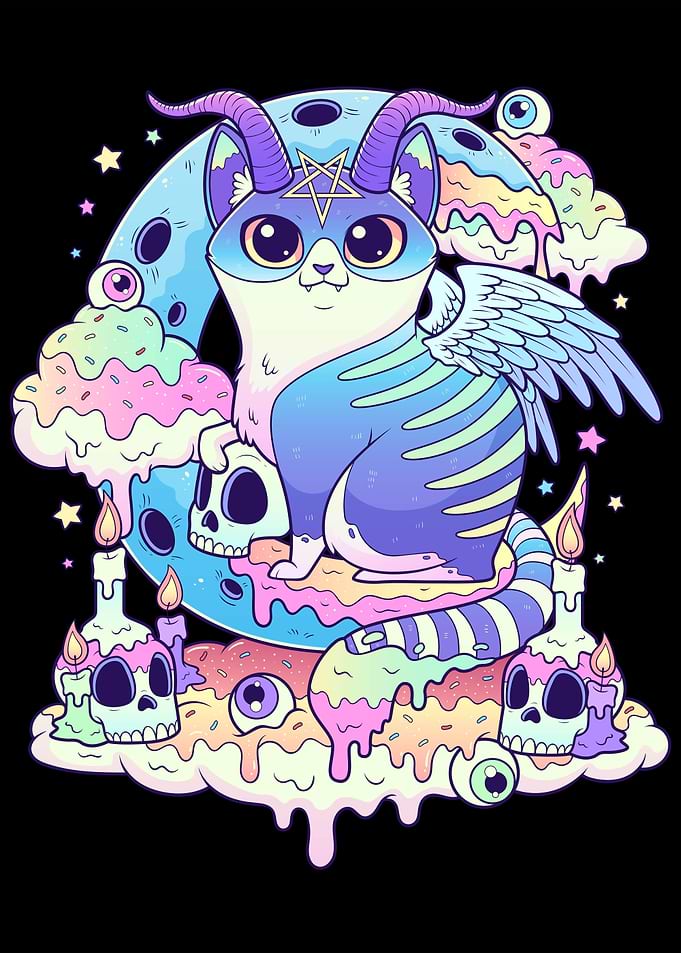 Demonic Cat Pastel Goth