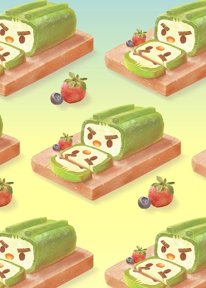 Matcha Cake Roll Pattern