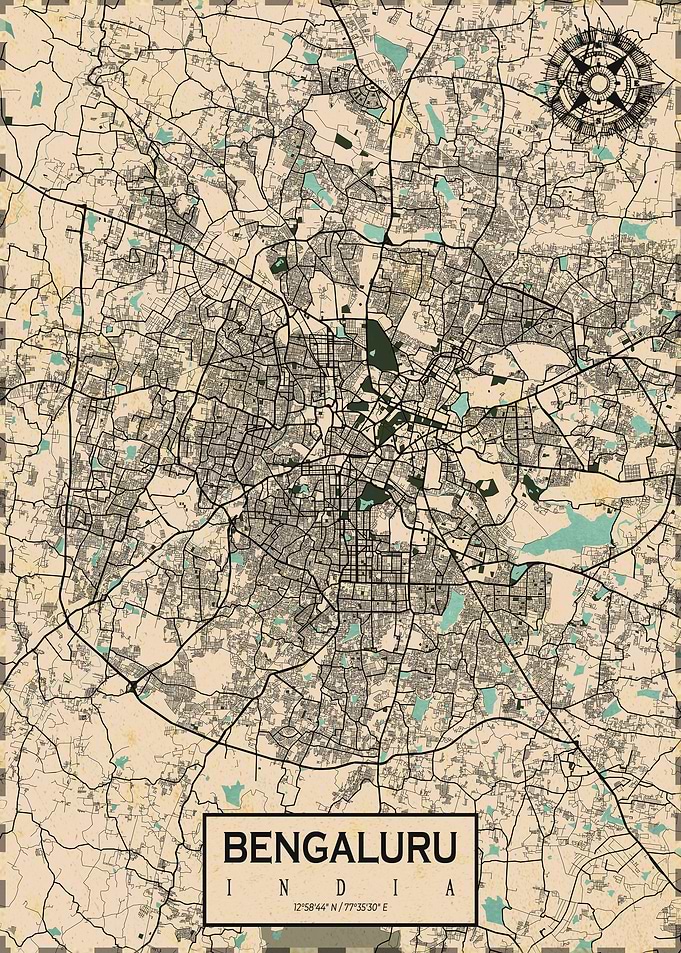 Bangalore Map Vintage