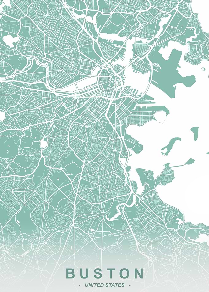 Boston City Map Sea