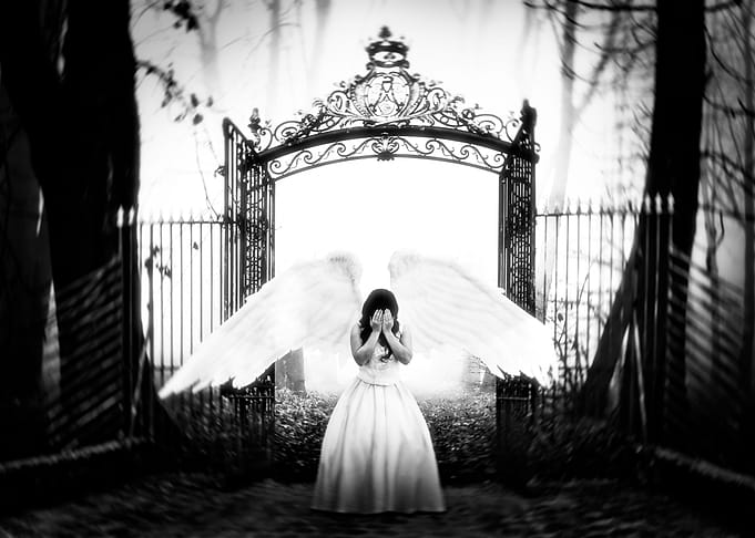 Angel at the Pearly Gates