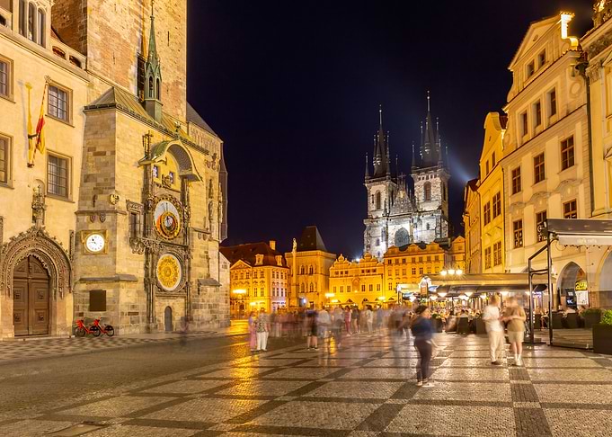 Prague evening bustle