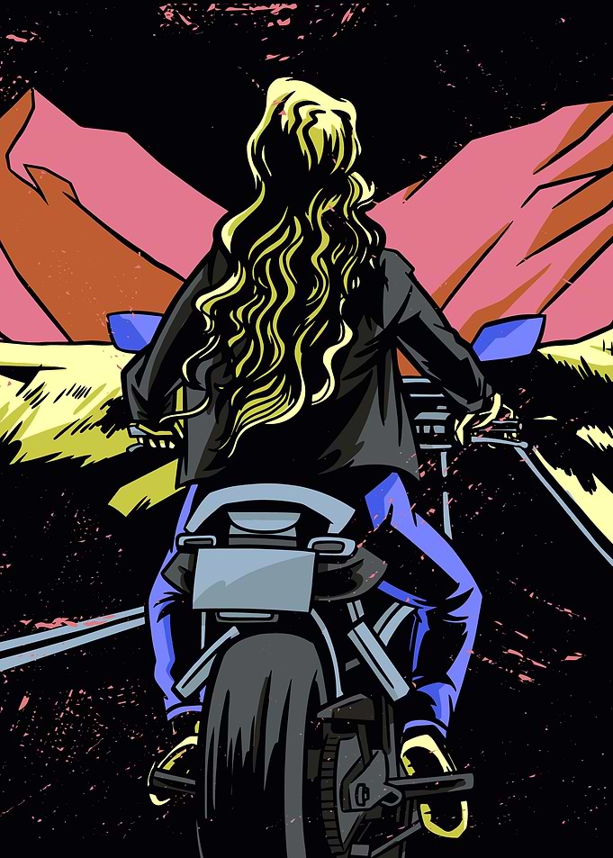 Girl drive Motorbike