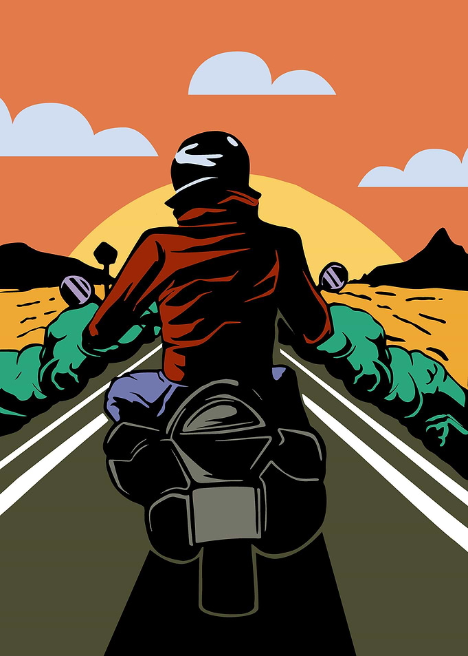 Motorcyclist on the Road