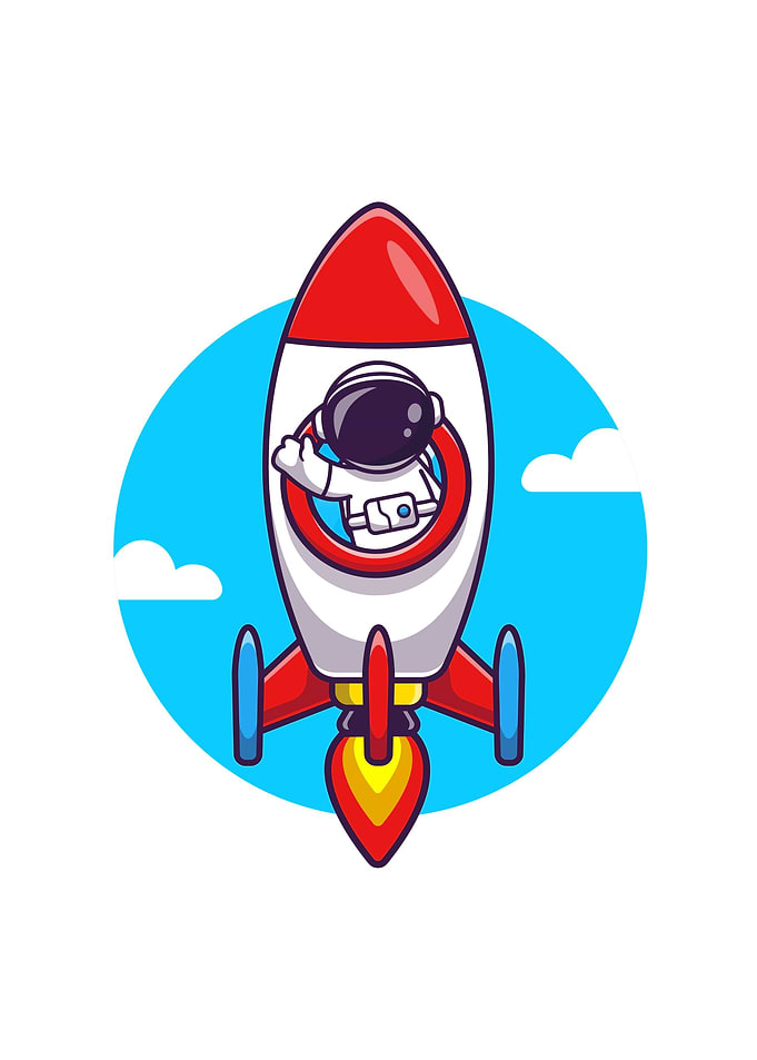 Astronaut riding rocket