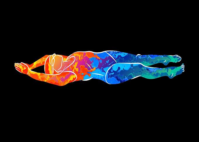 Young woman is swimming