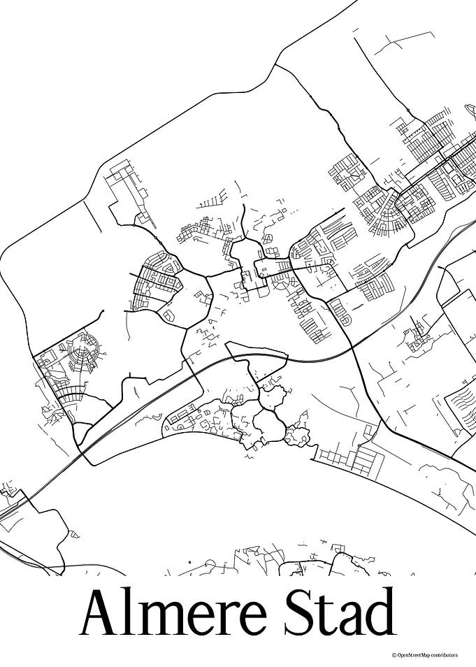 Almere Stad White Map