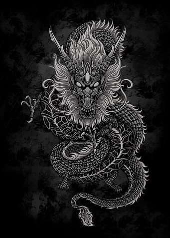 black and white dragon