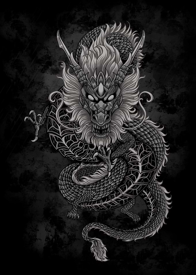 black and white dragon