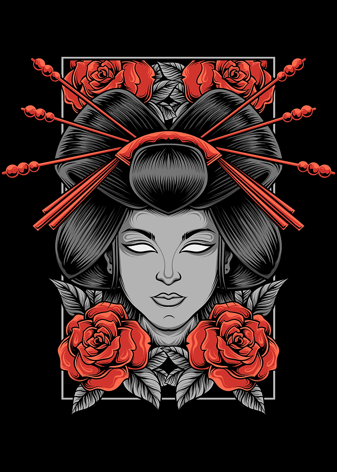 Geisha with roses