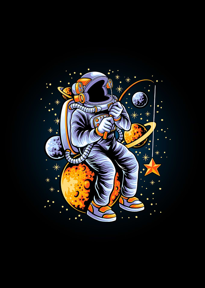 Astronauts fishing a stars