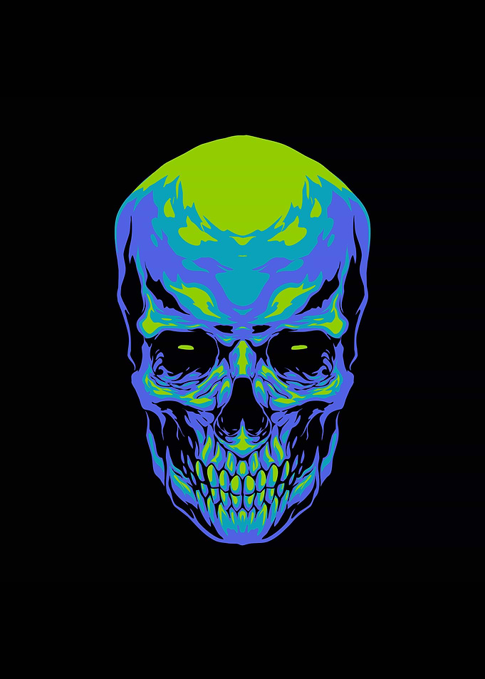 Blue skull head