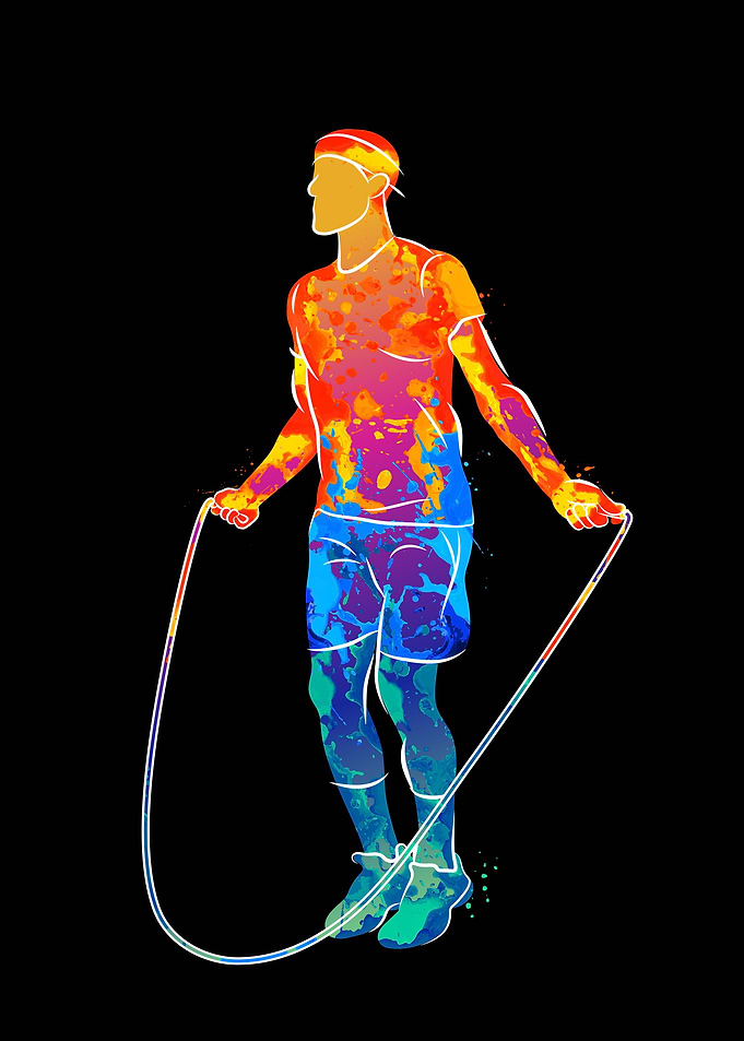 Young athlete jumping rope