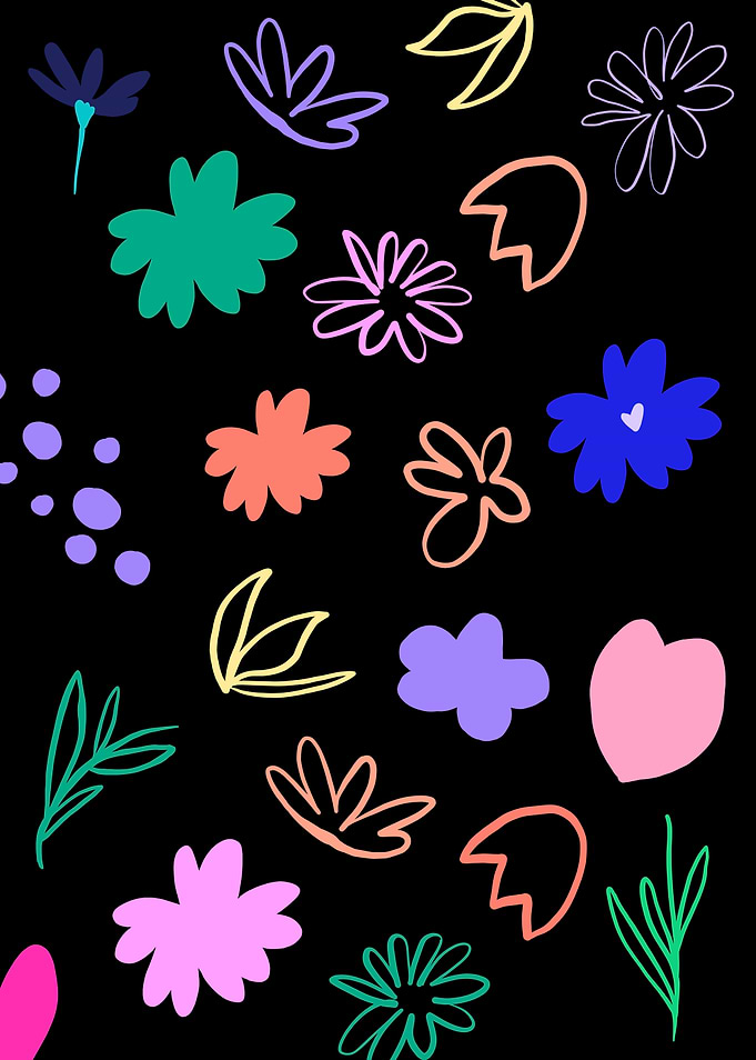 Black Colourful Flower