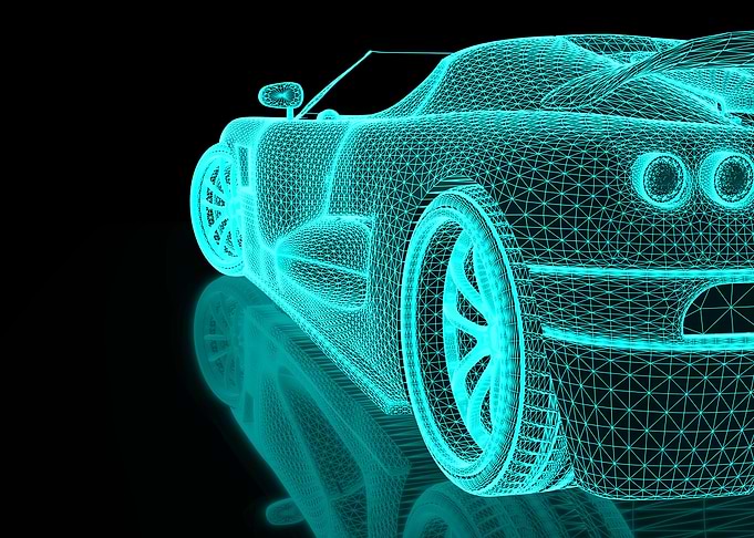 cyan Car Three Dimensional