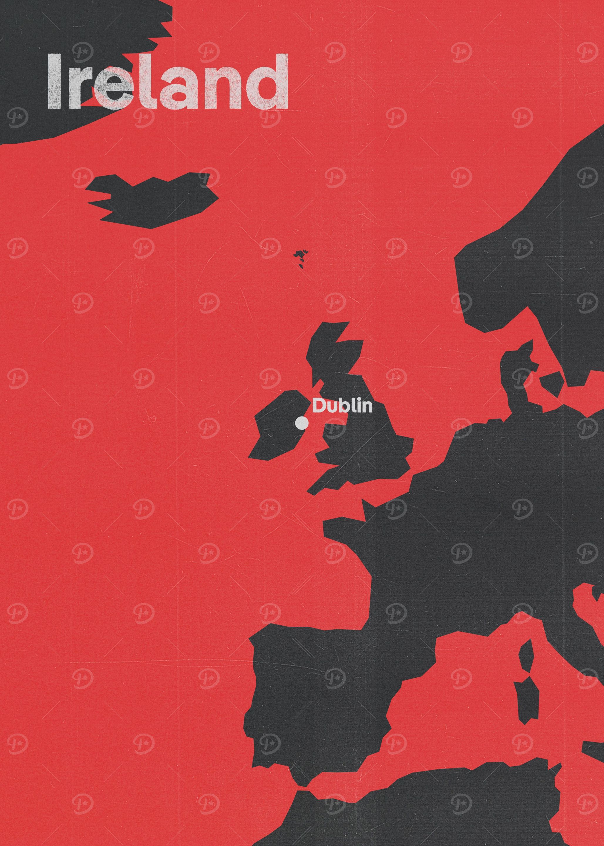Grunge Dublin City Map