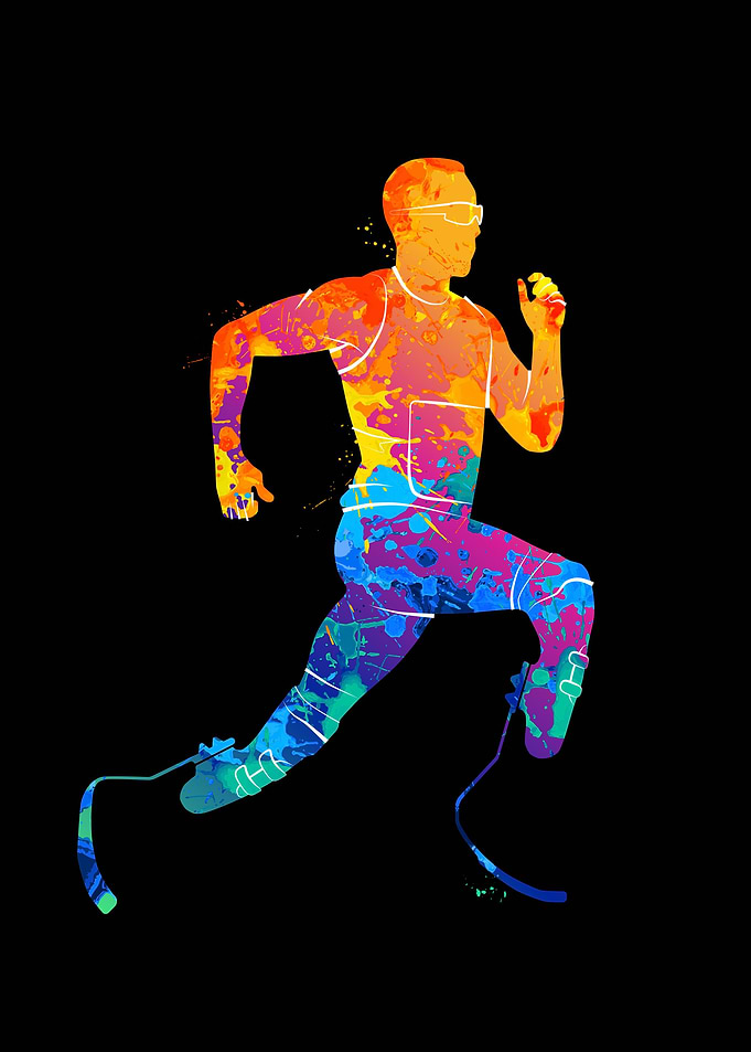 Disabled athlete running