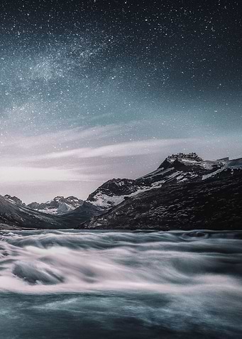 Mountain Under Starry Sky